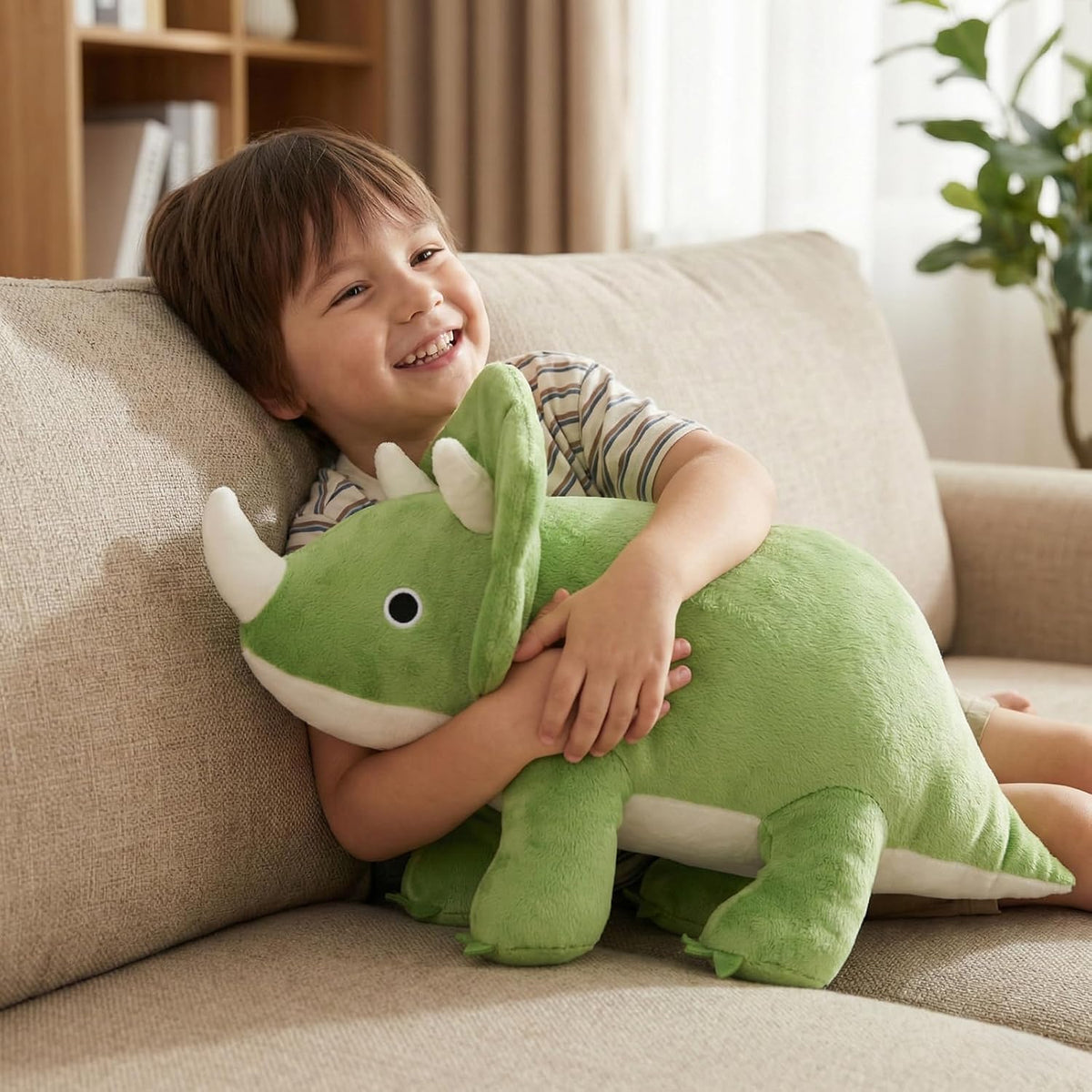 WEIGEDU Dinosaurio Triceratops - Juguetes de peluche con ojos borda...
