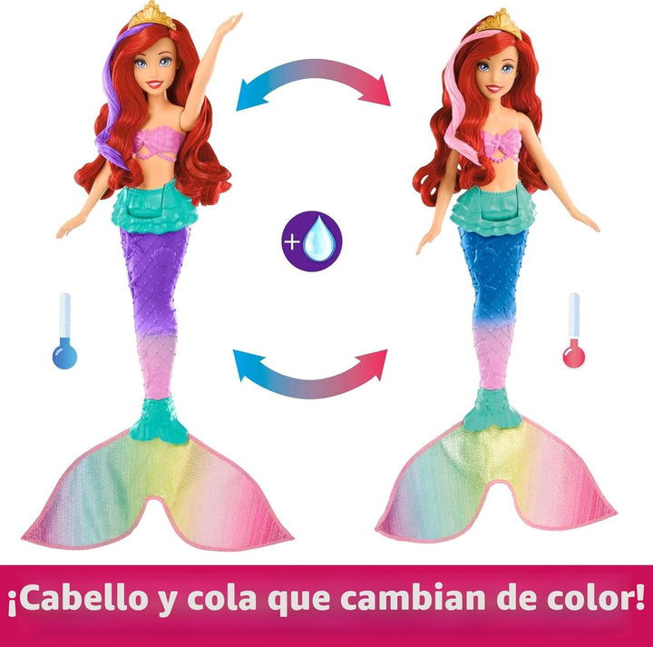 Mattel Disney Princess Toys, Ariel - Muñeca de moda de sirena nadad...