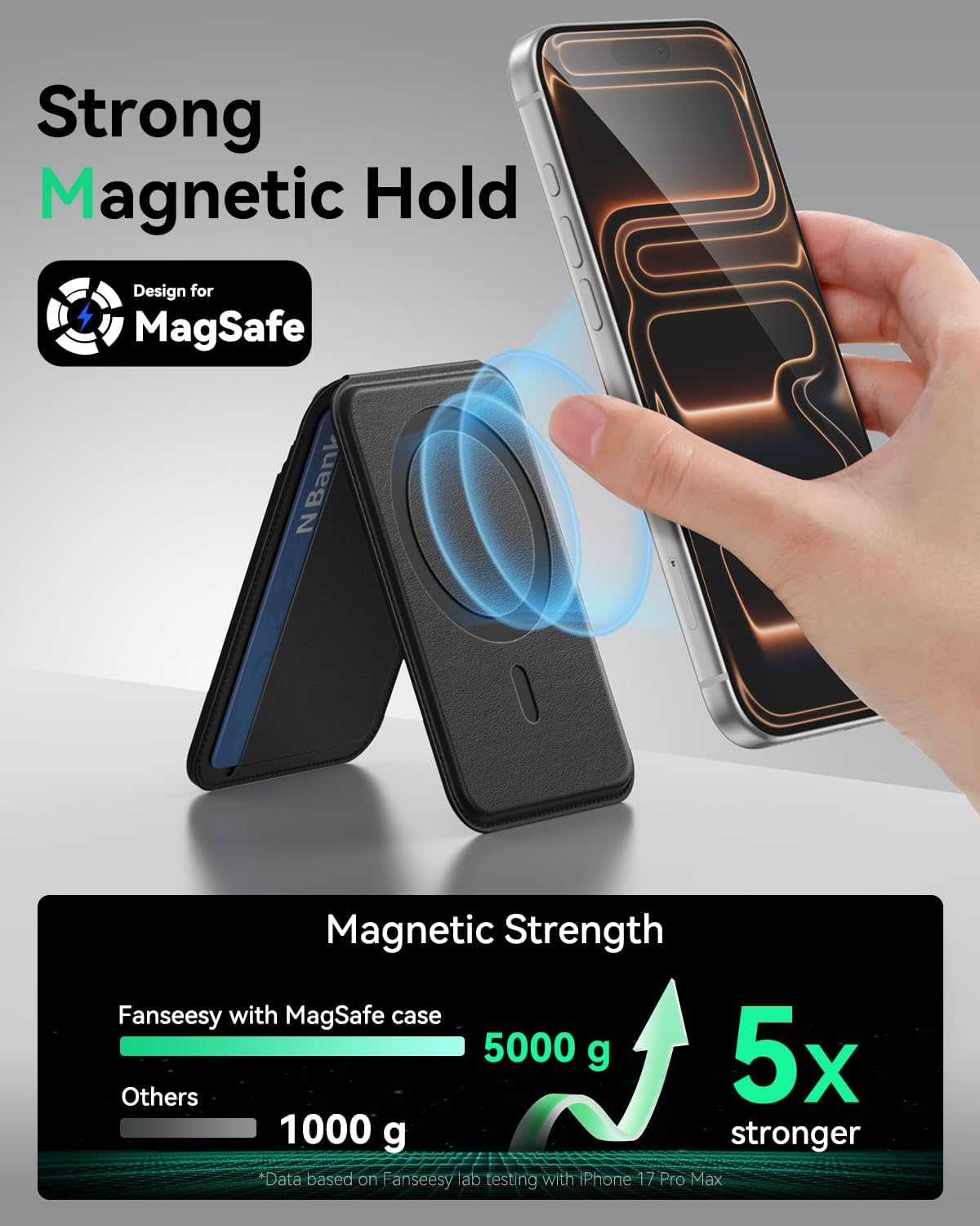 TWZKG para MagSafe Wallet, funciona con Apple Find My, 5 tarjetero con