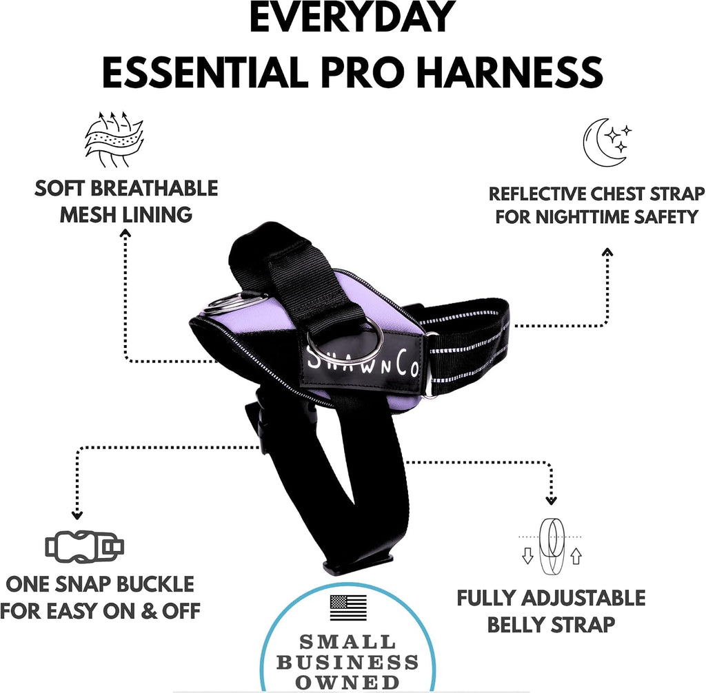 ShawnCo Essential Pro Arnés para Perros, Chaleco Anti-Tirones para Mascotas con 3 Clips para Correa y Parches Laterales Reflectantes Removibles, Arnés Ajustable y Acolchado para Perros Pequeños