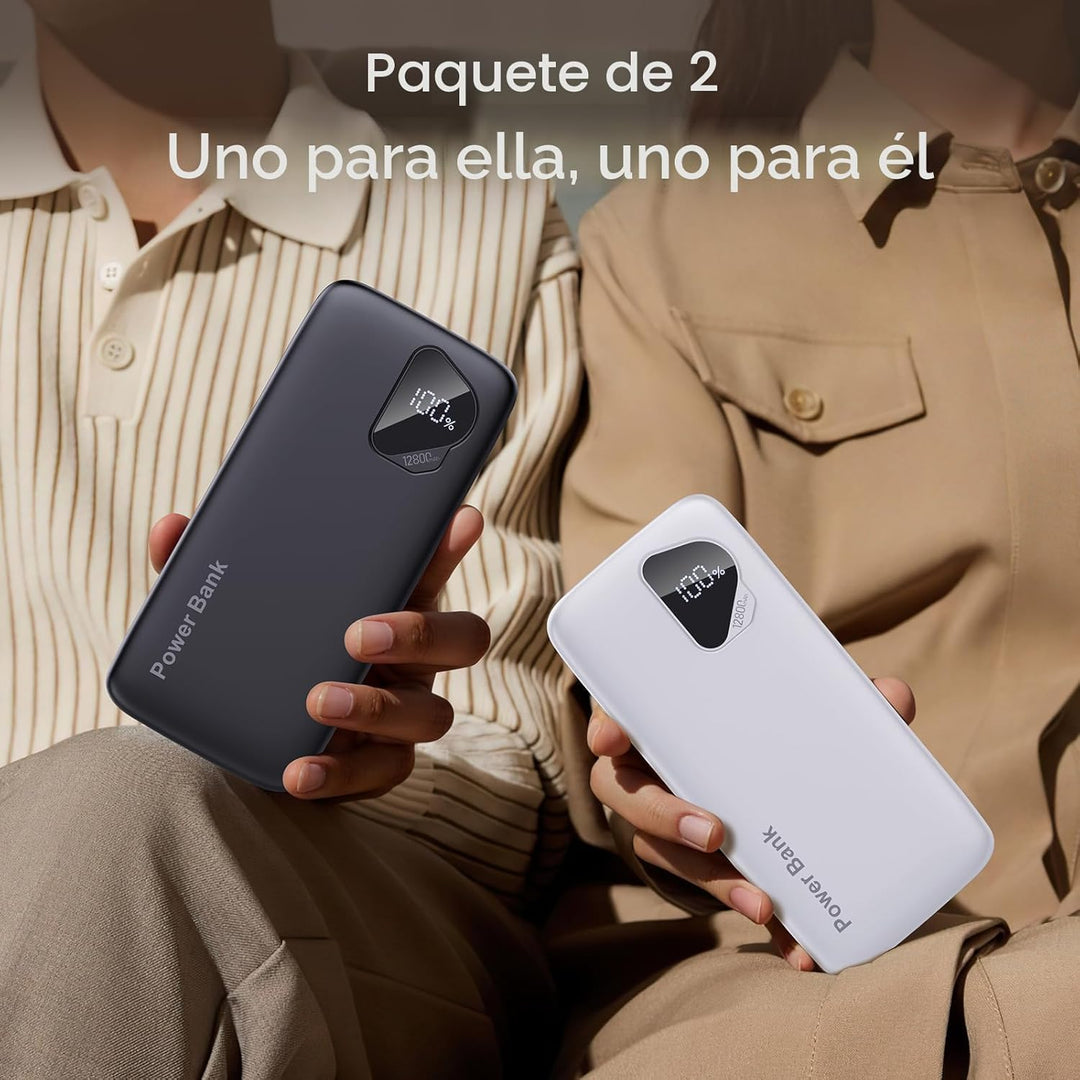 Paquete de 2 cargadores portátiles 2026 de 12800 mAh con cables int...