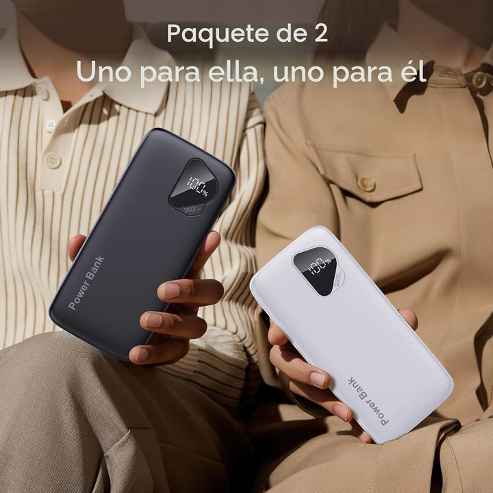 Paquete de 2 cargadores portátiles 2026 de 12800 mAh con cables int...