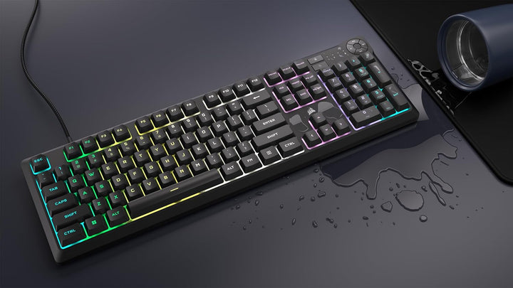 Corsair Teclado para juegos con membrana RGB K55 CORE - Diseño QWER...