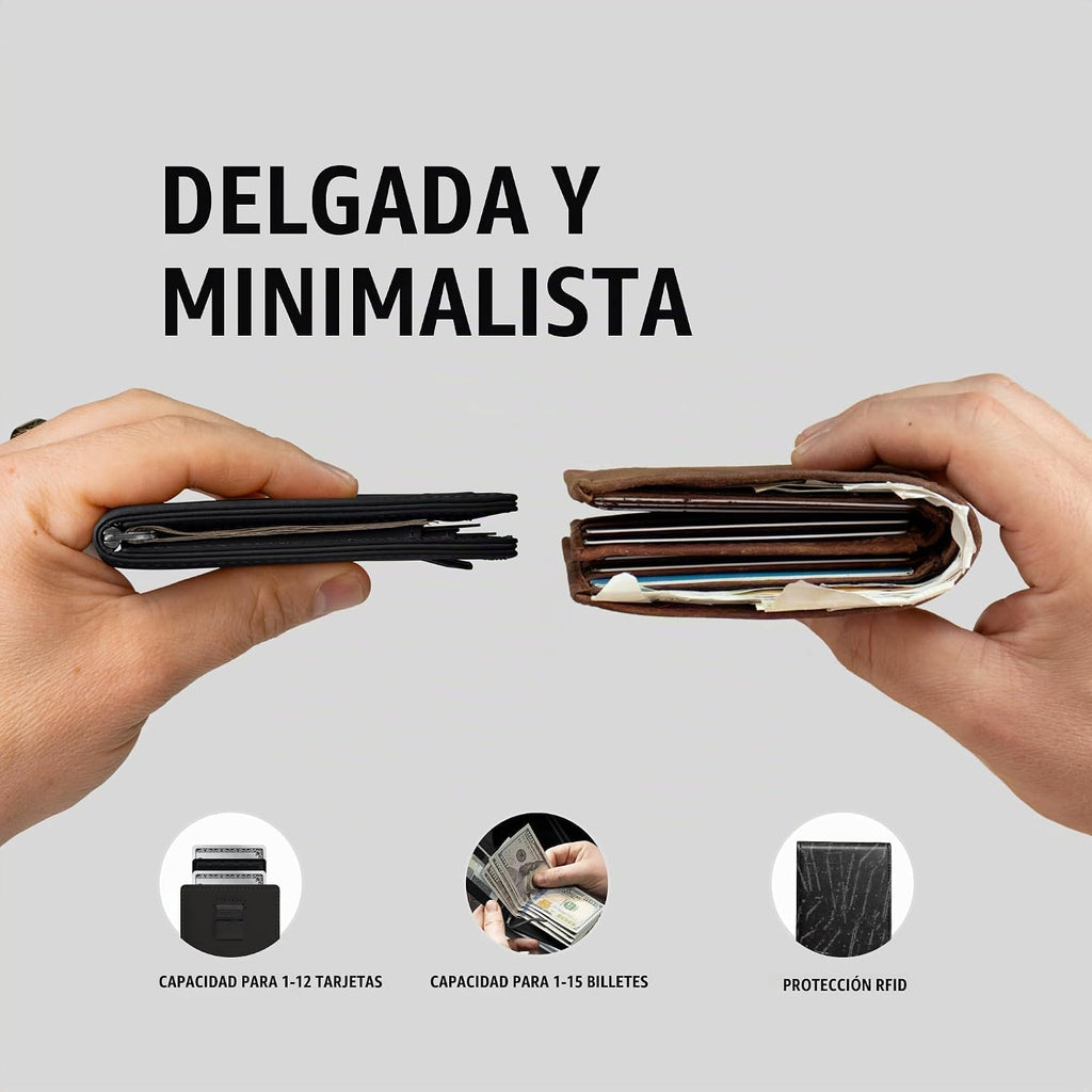 Kings Loot Cartera para hombre, bloqueo RFID, bolsillo para efectivo, negro