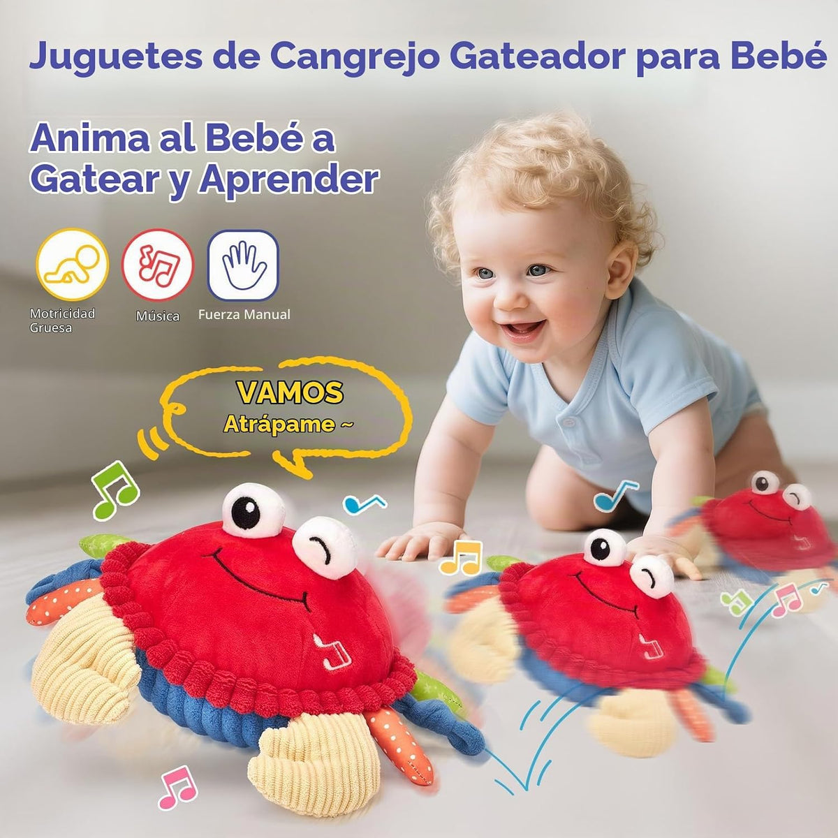 hahaland Baby 6+ Months Tummy Time Musical Bouncing Crab Crawling Toy