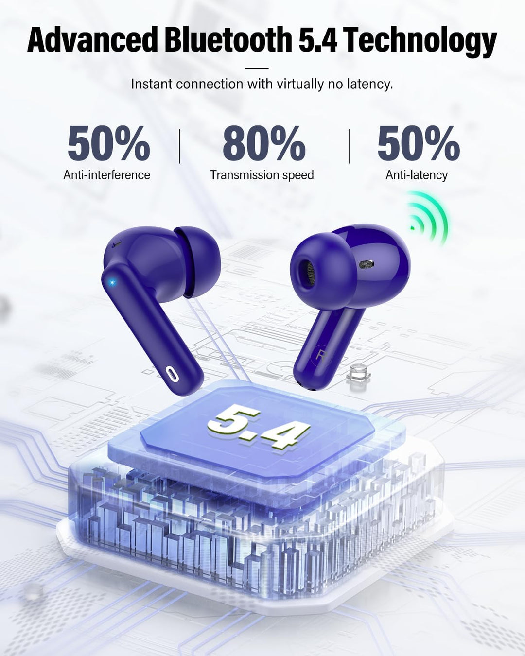 Auriculares inalámbricos Bluetooth con micrófono con cancelación de...