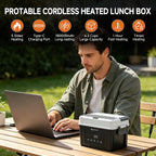 AMZCHEF Fiambrera eléctrica inalámbrica, 6.3 tazas, 5 lados, 18000mAh