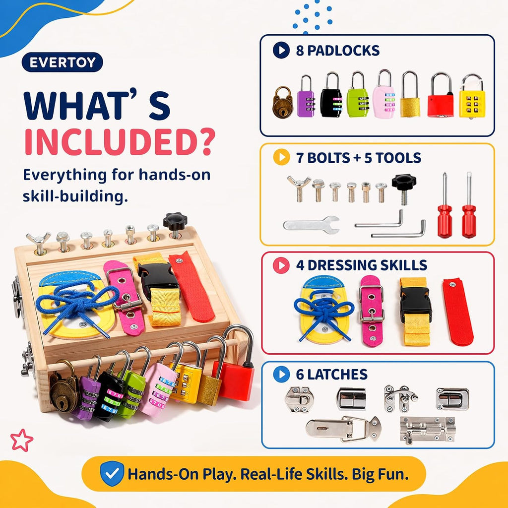 Montessori - Tabla de madera para niños y niñas de 3 a 5 años
