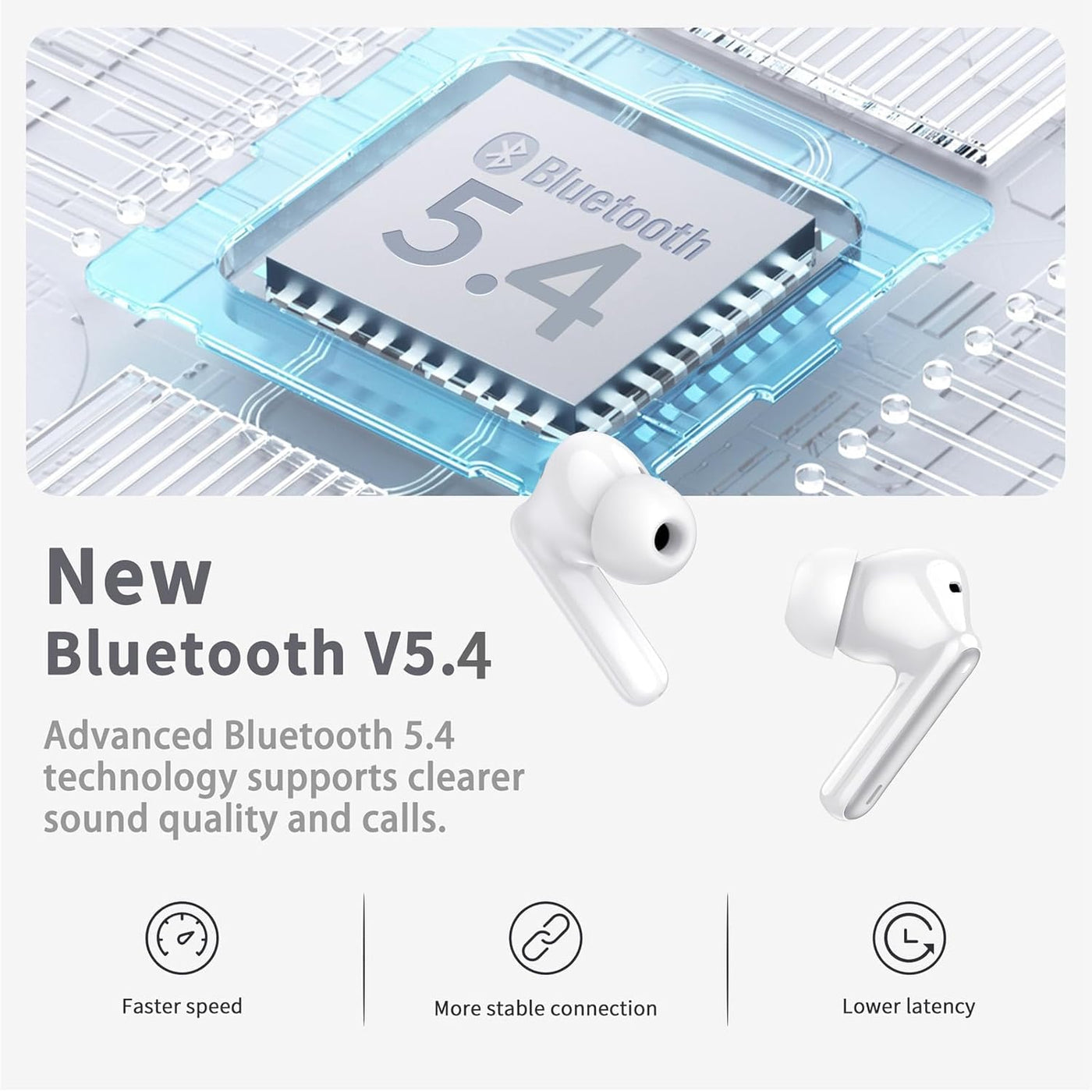 Auriculares inalámbricos, Bluetooth 5.4 con 4 micrófonos ENC con ca...