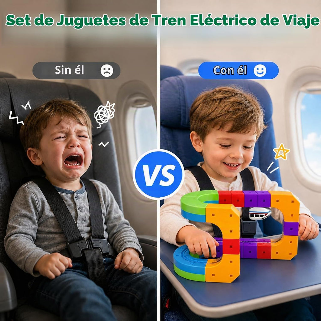 Juego de tren eléctrico 3D para niños, 22 piezas de juguete de pista de carreras 3D, juguete de tren de viaje portátil con bolsa de viaje, juegos de pista de carreras para niños, niños y niñas de 3
