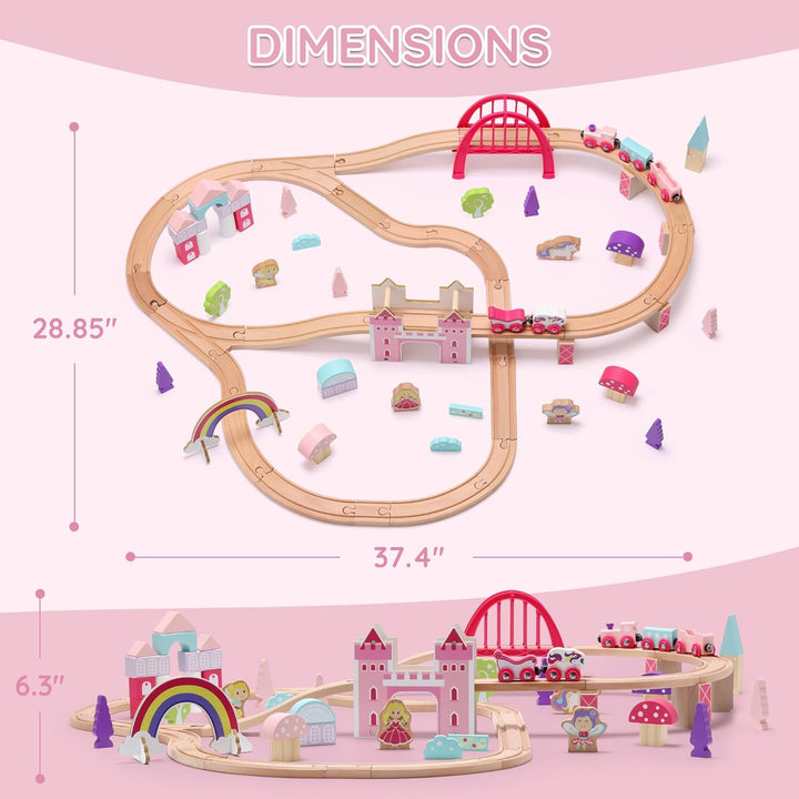 SainSmart Jr Juego de tren de madera de 72 piezas juego de