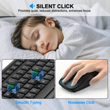 Combo de teclado y ratón inalámbricos, teclado ergonómico silencios...