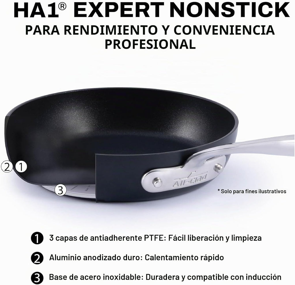 All-Clad HA1® Expert - Juego de sartenes antiadherentes, 2 piezas, listas para inducción