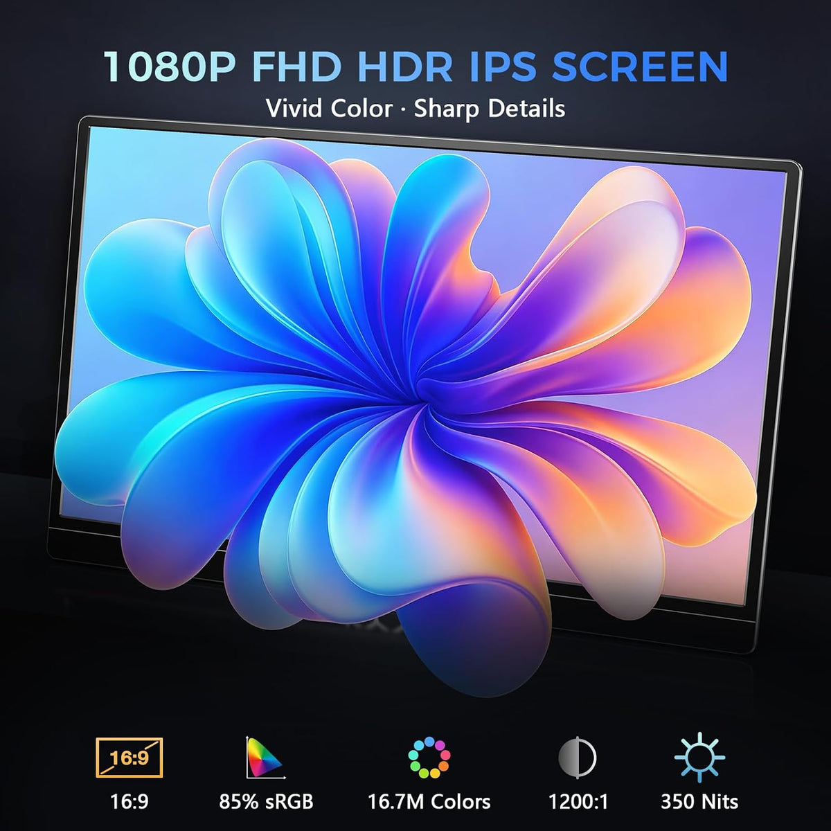 KYY Monitor portátil 15.6 '' Extensor de pantalla para portátil con soporte