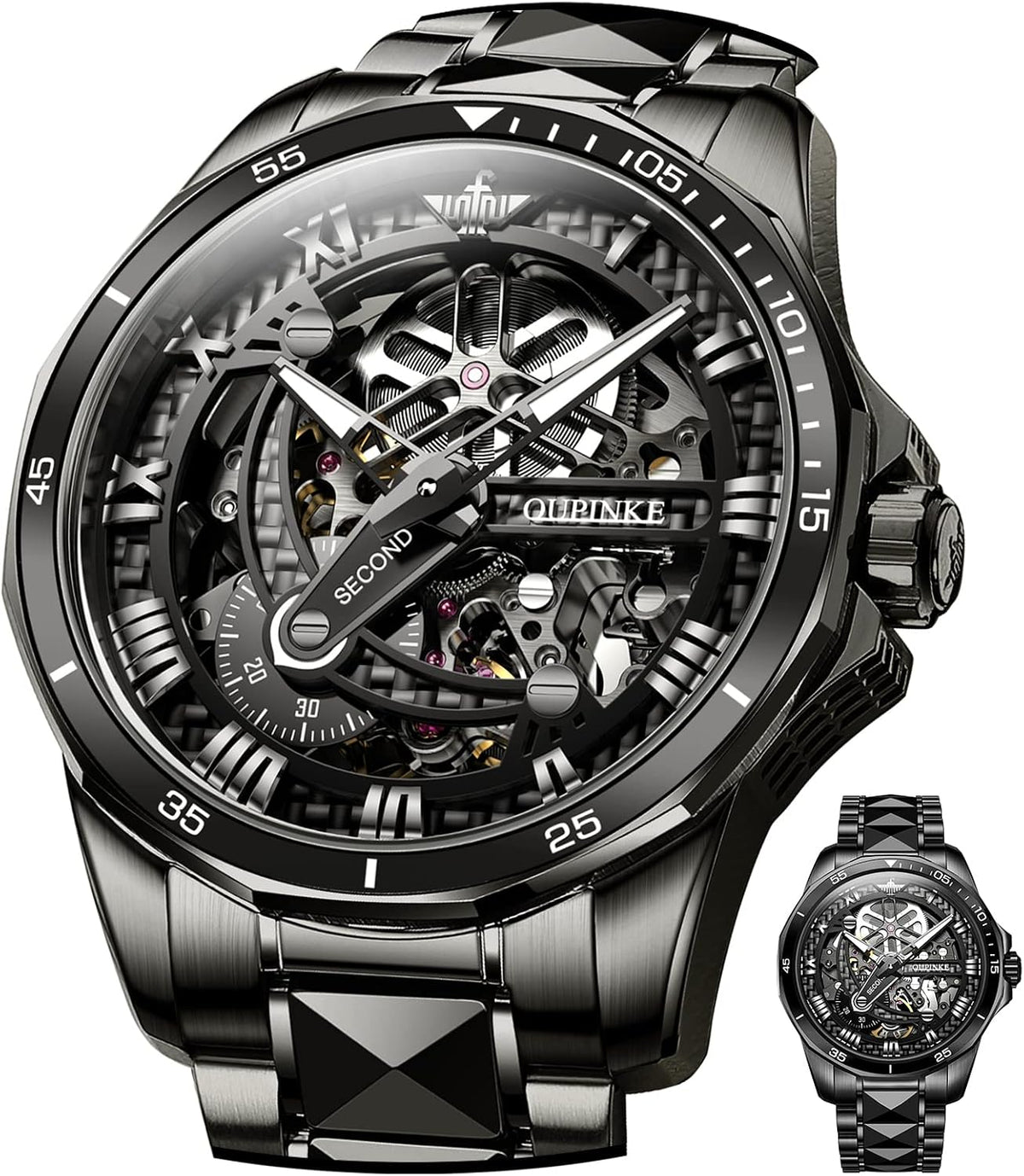 OLEVS Relojes de Lujo para Hombres, Gran Acero Inoxidable, Cuarzo Analógico, Resistente al Agua