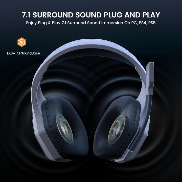 EKSA E1000WT Wireless Gaming Headset,2.4GHz USB Gaming Headphones w...