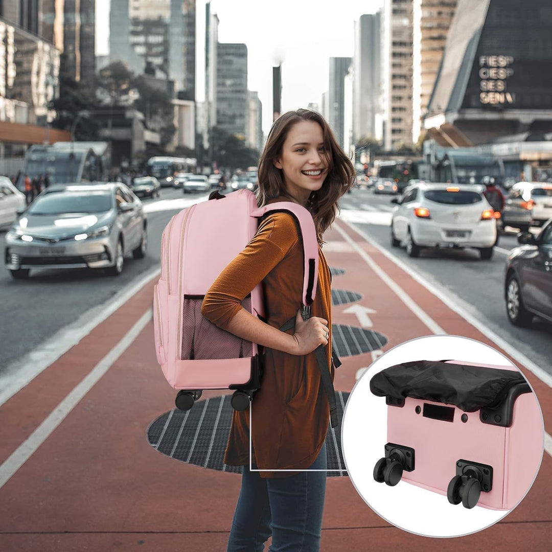 MATEIN Mochila con ruedas para mujeres, bolsa de 18 pulgadas para l...