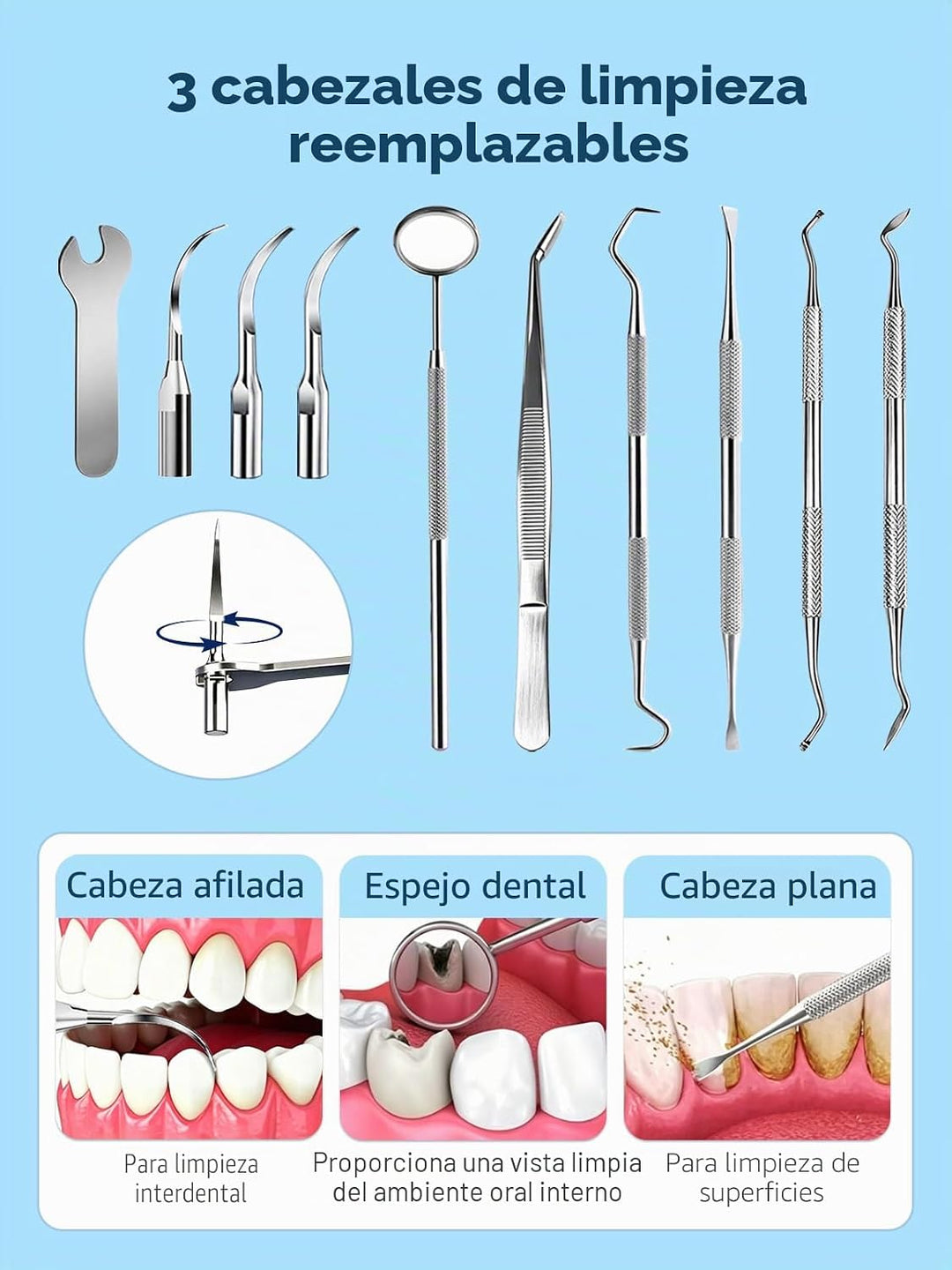 Removedor de placa para dientes, kit de limpieza de dientes, remove...