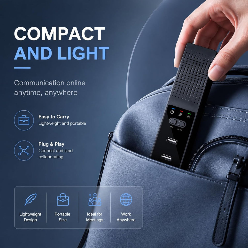 Altavoz de conferencia para PC y portátil, altavoz Bluetooth con reducción de ruido AI, captación de voz de 360°, USB-C Plug and Play, compatible con Zoom, Microsoft Teams, Skype y Webex