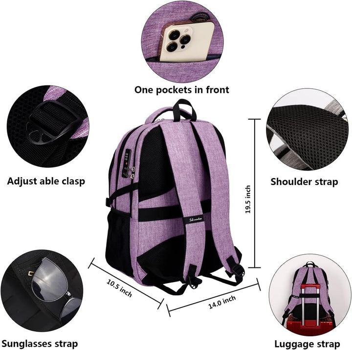 SHRRADOO Mochila antirrobo para portátil, mochilas de viaje con pue...