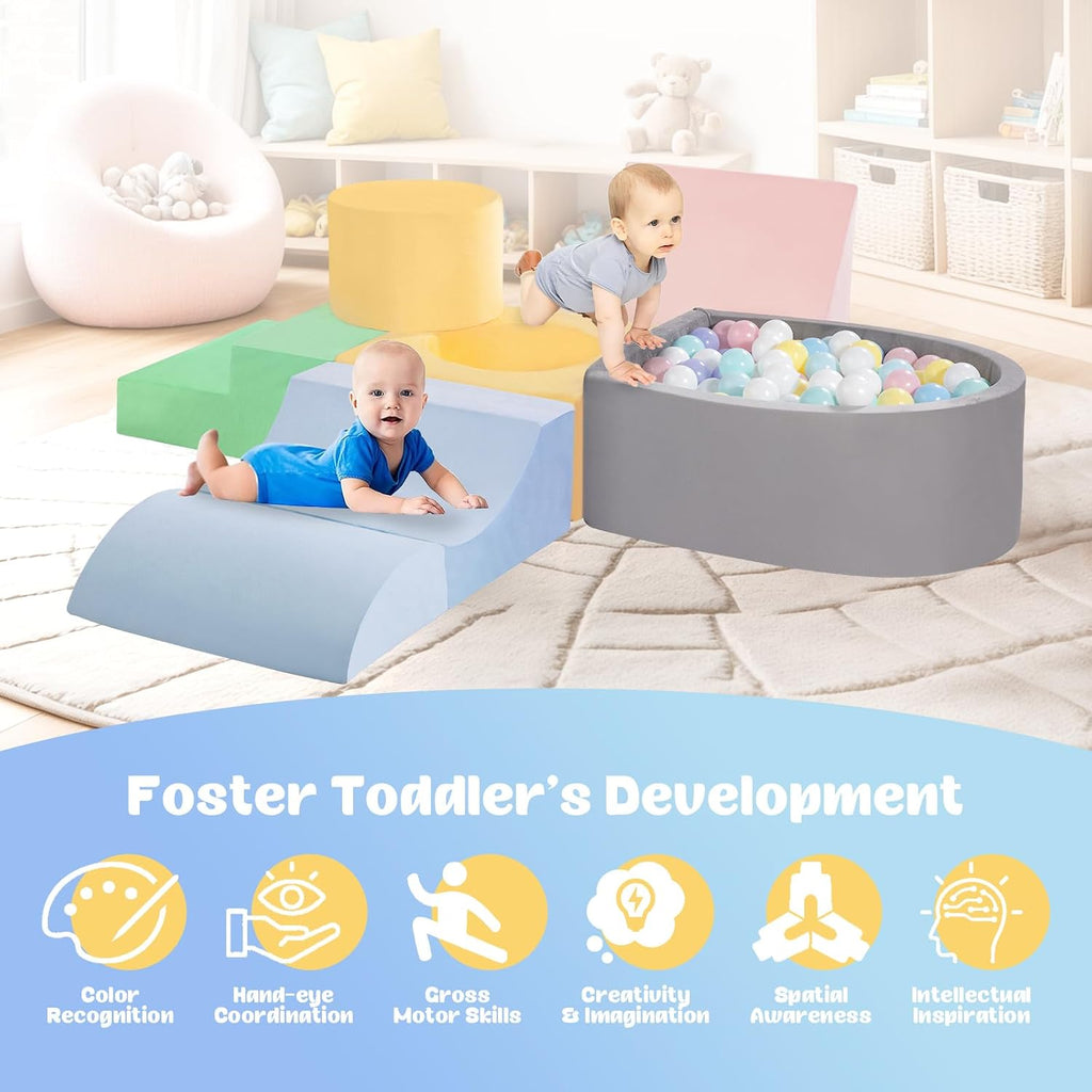 6-Piece Foam Climbing Blocks, Climbing toys para 1 Year Old, Soft Play Set