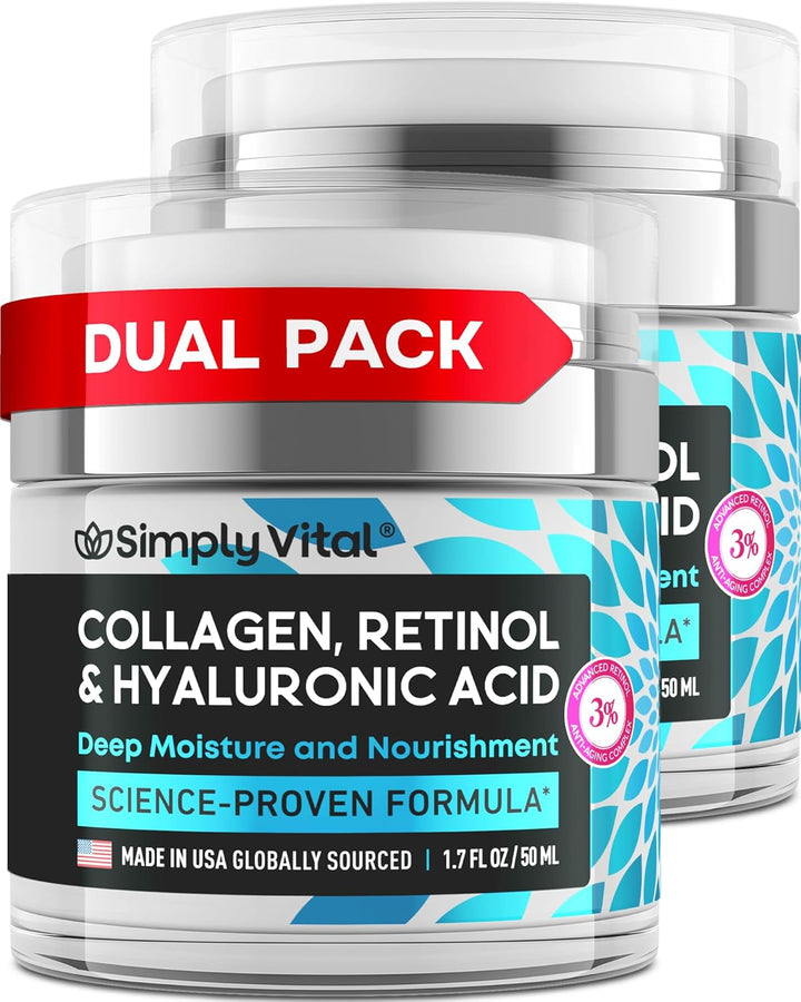 SimplyVital - Crema hidratante de colágeno, retinol y ácido hialuró...