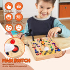 Tablero de actividades con 19 interruptores de luz LED, juguetes Montessori para niños de 1, 2, 3 años, tablero sensorial de madera, juguetes de viaje para niños y niñas de 1, 2, 3 años, regalo de cumpleaños (grande)