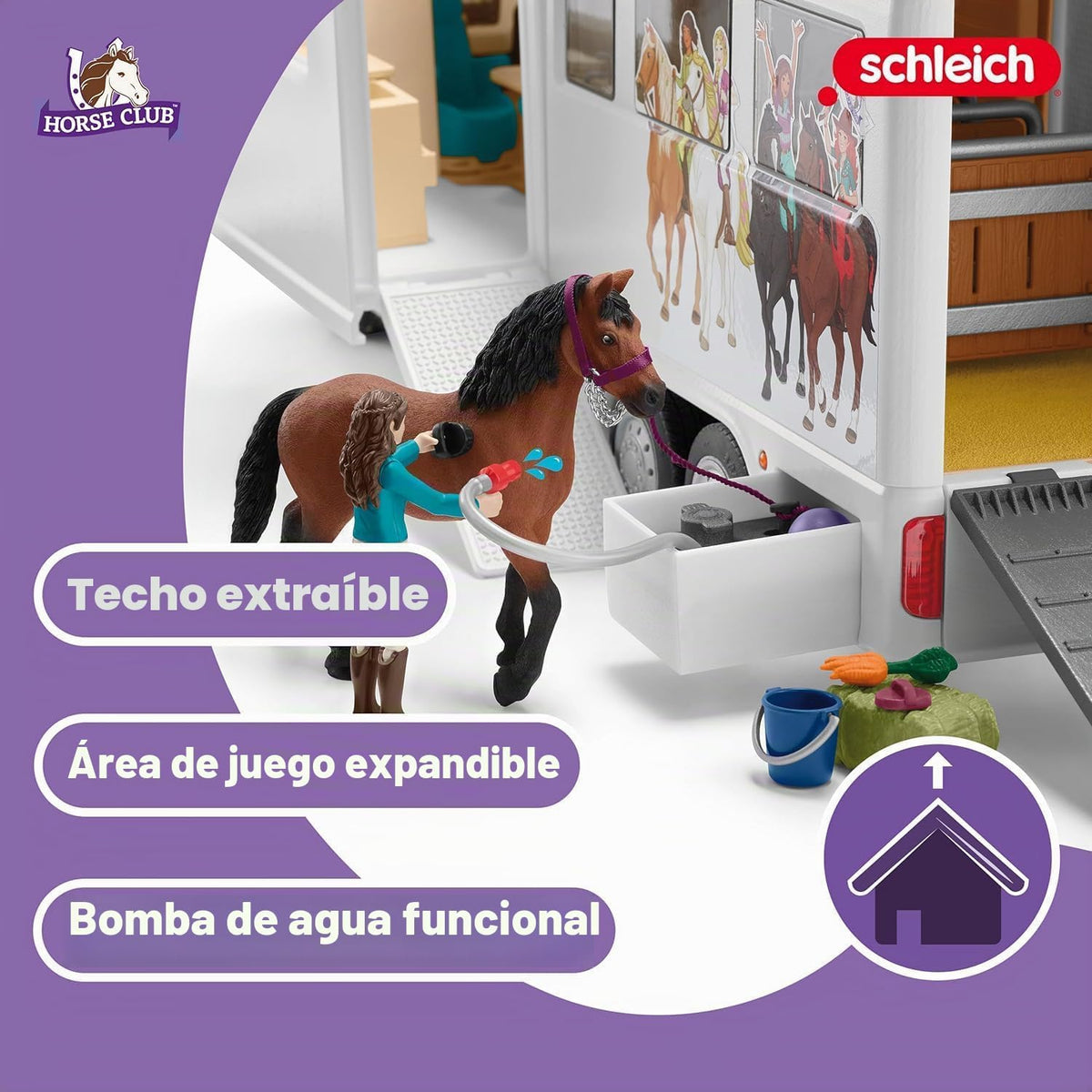 Schleich Horse Club - Set de juego Transportador de caballos de 227 piezas - Para niños 5+ | 42619