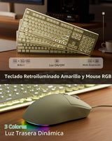 EWEADN GX710S Combo de teclado y mouse con cable con teclas de pudí...