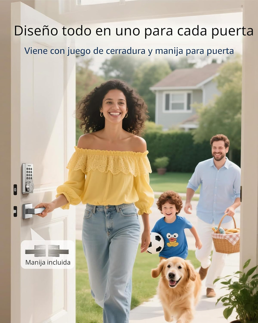 Philips Cerradura de puerta con teclado WiFi con asa, WiFi integrad...