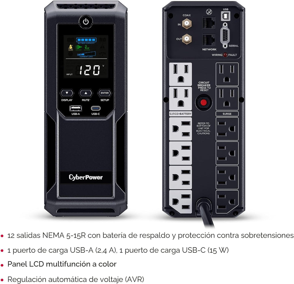 CyberPower CP1500AVRLCD3 Inteligente LCD UPS Batería de Respaldo