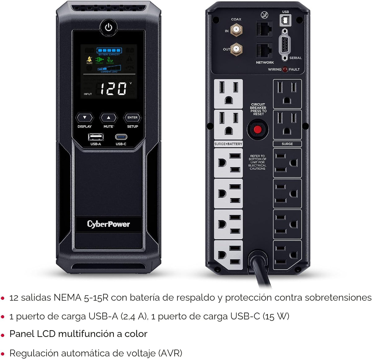 CyberPower CP1500AVRLCD3 Inteligente LCD UPS Batería de Respaldo