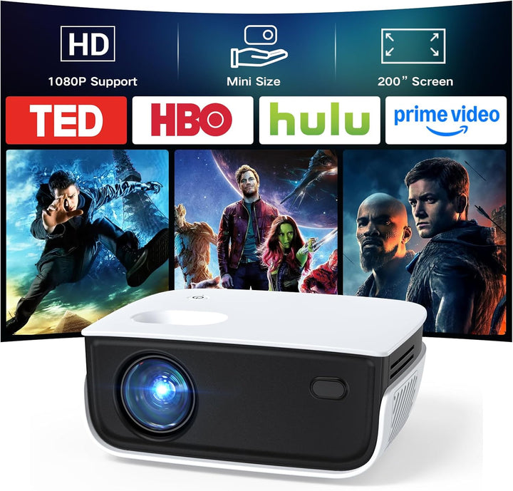 NICPOW - Mini proyector, proyector de película portátil para exteri...