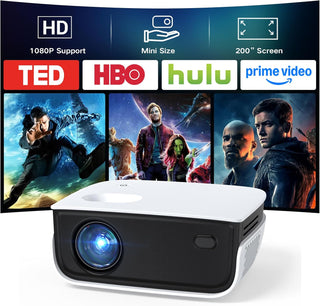 NICPOW - Mini proyector, proyector de película portátil para exteri...