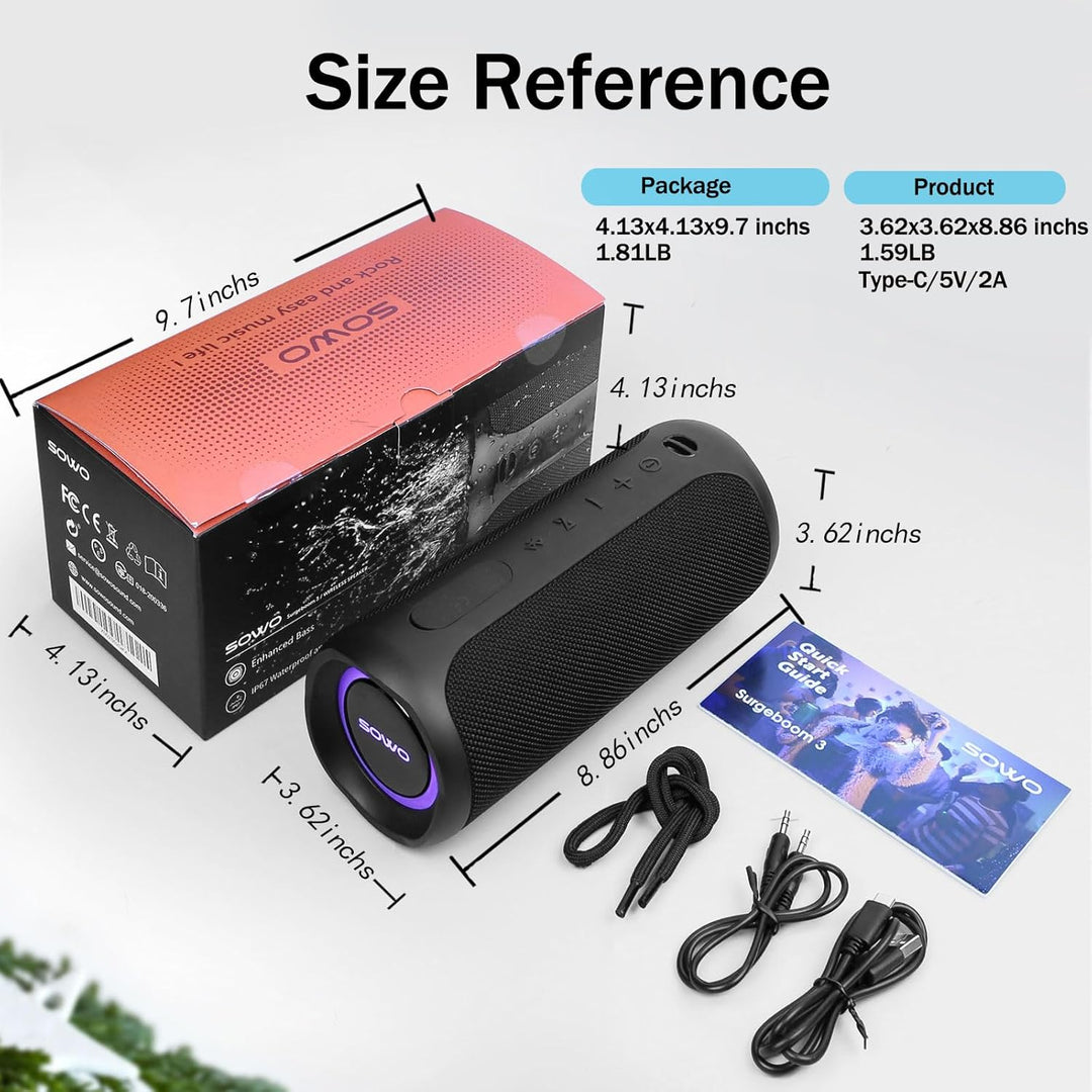 Altavoz Bluetooth Inalámbrico Impermeable - Altavoz Portátil Potent...