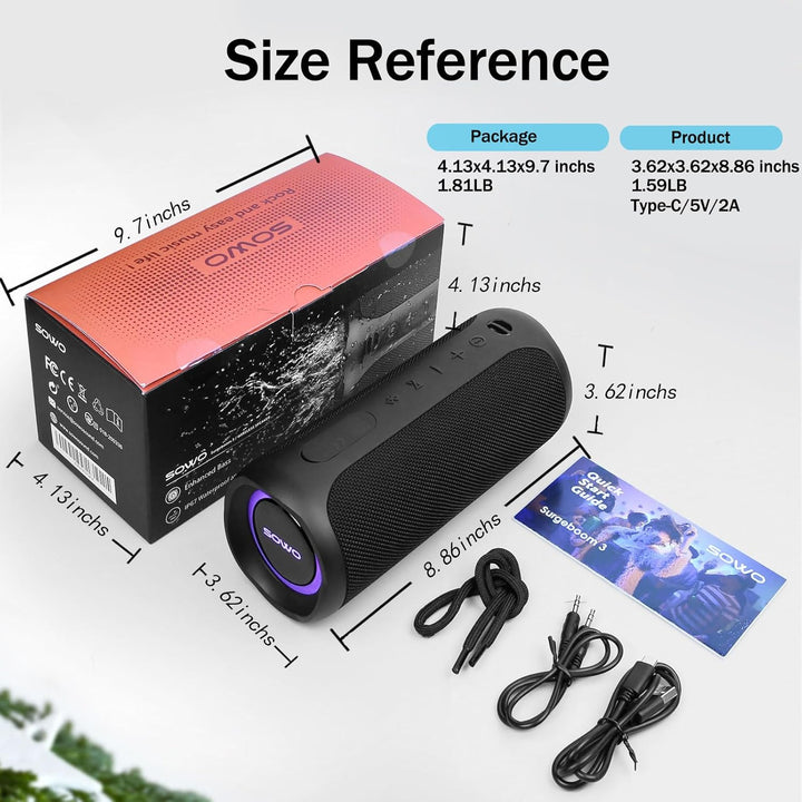 Altavoz Bluetooth Inalámbrico Impermeable - Altavoz Portátil Potent...