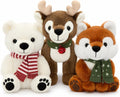 MorisMos Juego de animales de peluche navideños, oso polar de reno