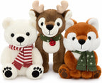 MorisMos Juego de animales de peluche navideños, oso polar de reno