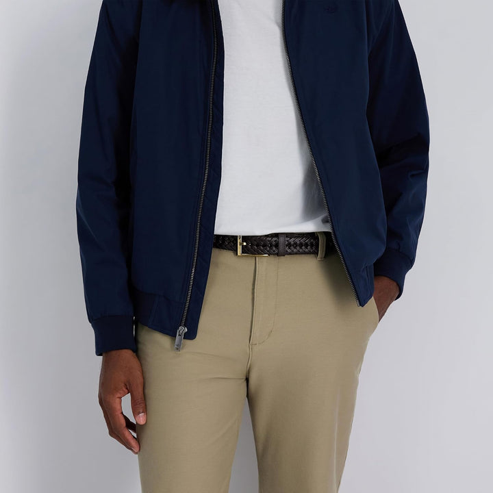 DOCKERS Cinturón de cuero trenzado para hombre, correa casual total...