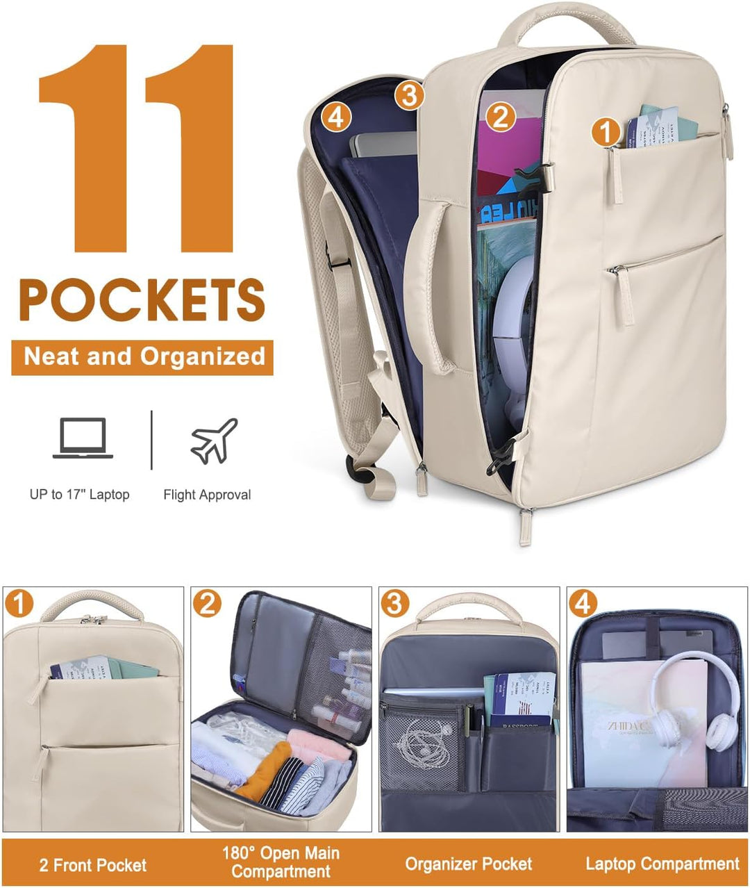 Mochila de viaje Capolo para mujeres y hombres, mochila impermeable...