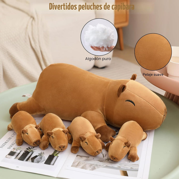 TOYSYM Capybara - Bonita almohada de peluche de Capybara con 4 pelu...