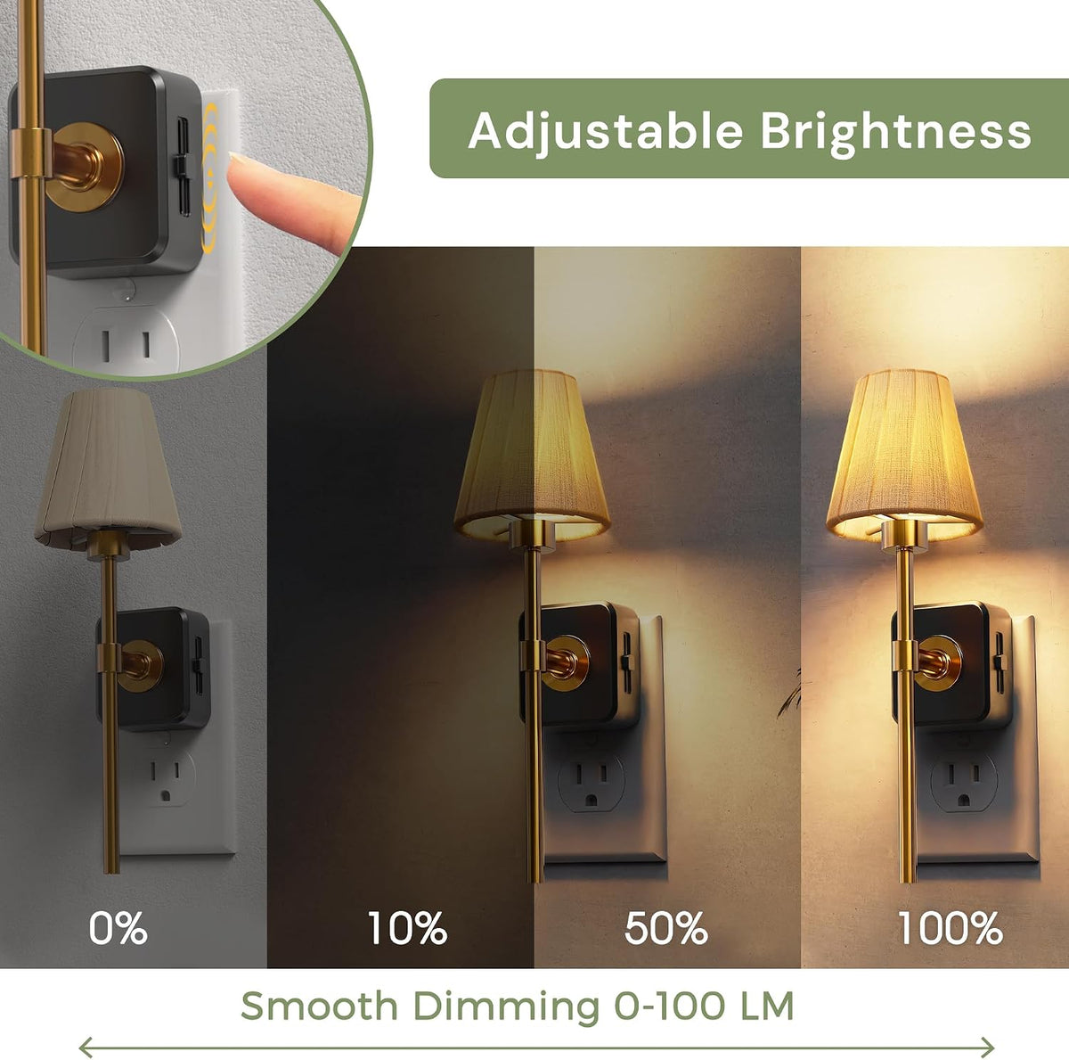 L LOHAS LED Las luces nocturnas se enchufan a la pared, cubierta de tela