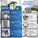 【3 en 1】Olla a presión de acero inoxidable 18/8 de 6 cuartos de galón