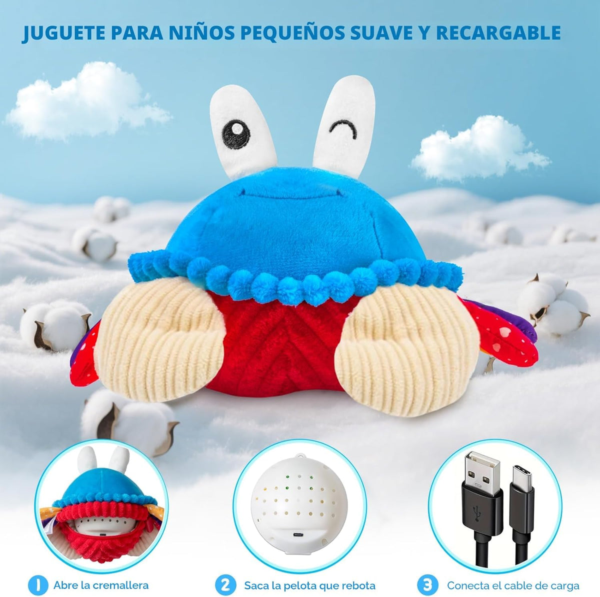 Interactive Crawling Crab Baby Toy, Musical Toy con 40 Songs & Recording
