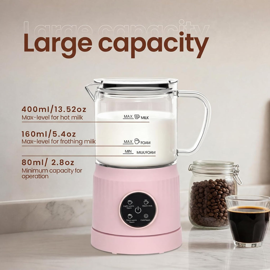 Espumador de leche eléctrico 4 en 1 y vaporizador para leche entera