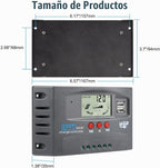 Controlador de carga de panel solar MPPT de 60 A, controlador de cargador de batería solar automático de 12 V/24 V con pantalla LCD, puerto USB dual y temporizador de ajuste de horas de