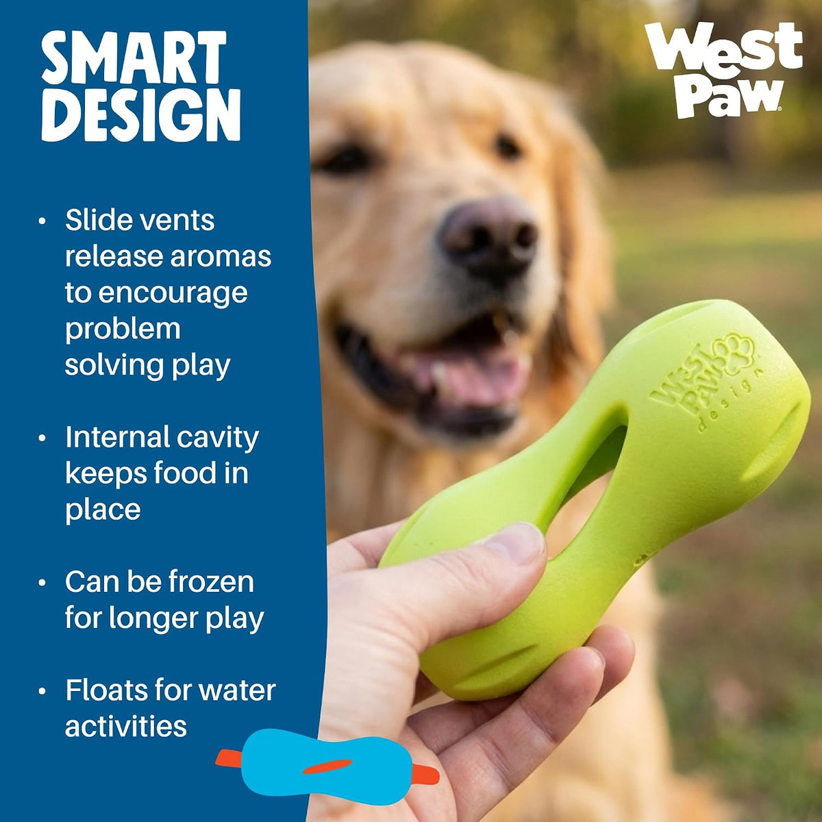 West Paw Zogoflex Qwizl Juguete Interactivo Dispensador de Premios Rompecabezas para Perros, Mandarina, Pequeño