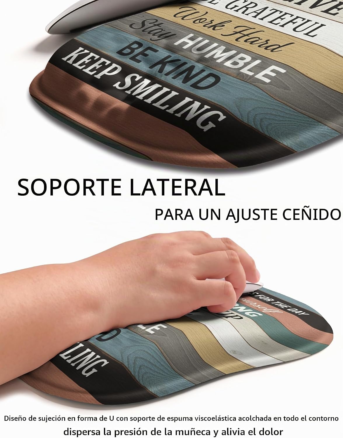Hokafenle Alfombrilla de Ratón Ergonómica que Abraza la Muñeca con Soporte para Muñeca, Alfombrilla de Ratón de Descanso para Muñeca con Sujeción en Forma de U para Alivio del Dolor del Túnel Carpiano