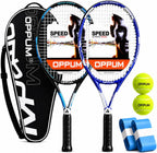 Raquetas de tenis OPPUM PRO-500 para adultos, paquete de 2 raquetas preencordadas para principiantes e intermedios con bolsa de transporte y 2 pelotas, cabeza sobredimensionada de 105 pulgadas