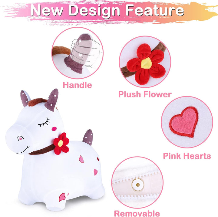 iPlay, iLearn Bouncy Pals - Caballo para saltar blanco infla